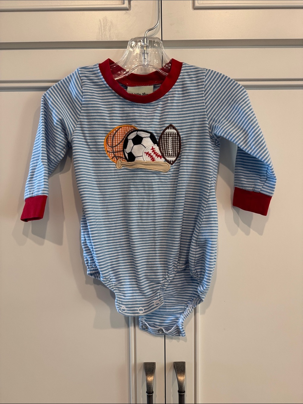 Kristin Lynn Kids Striped Sports Appliqué Bubble - 12M